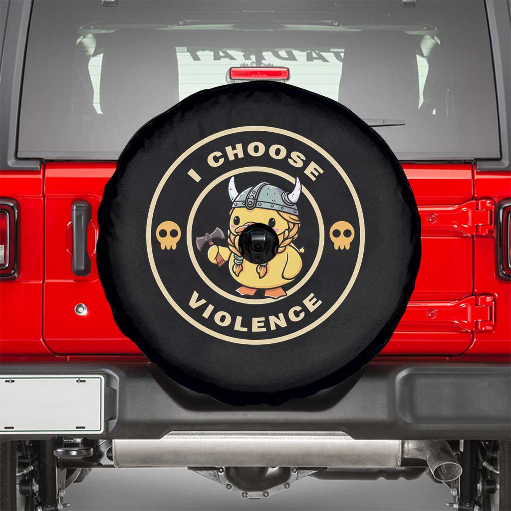 Funny Viking Duck Meme I Choose Violence Spare Tire Cover TS09 Black Print Your Wear