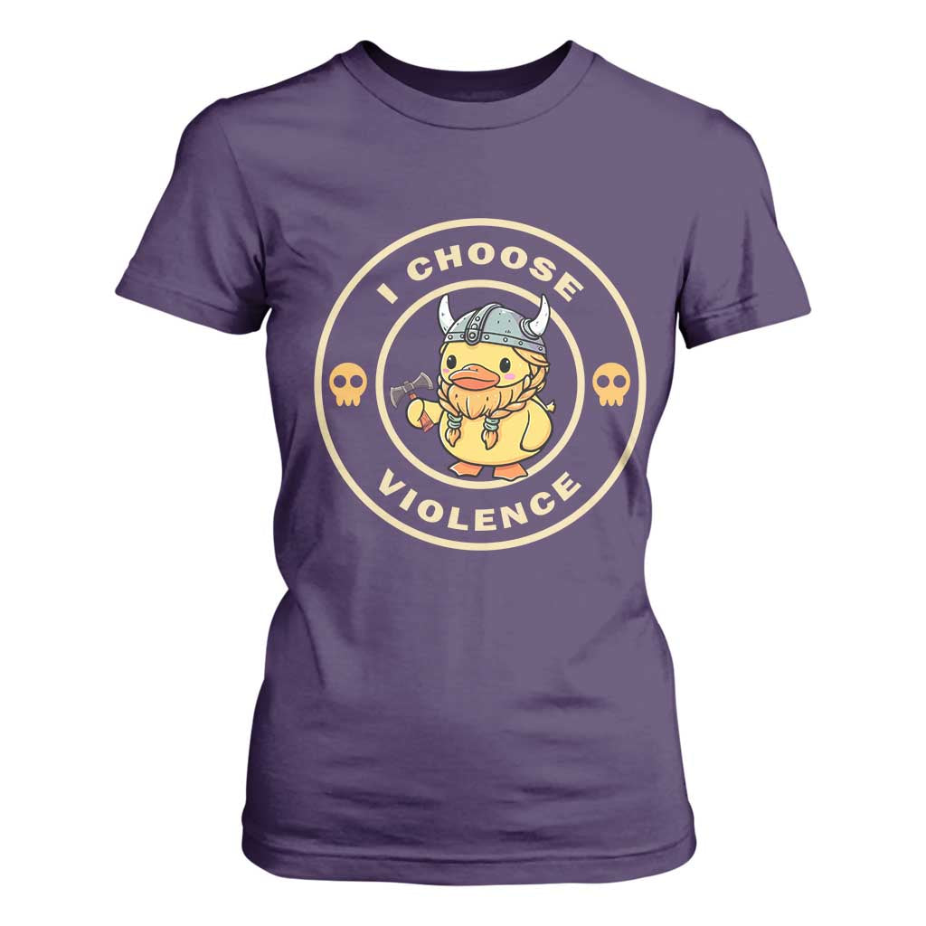 Funny Viking Duck Meme I Choose Violence T Shirt For Women TS09 Purple Print Your Wear
