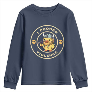 Funny Viking Duck Meme I Choose Violence Youth Sweatshirt TS09 Navy Print Your Wear