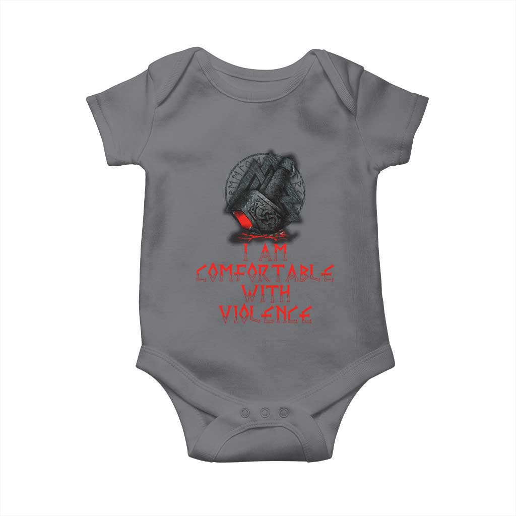 Viking Baby Onesie I Am Comfortable With Violence TS09 Charcoal Print Your Wear