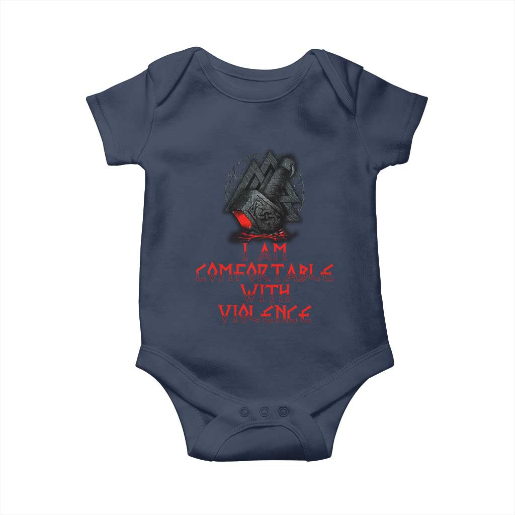 Viking Baby Onesie I Am Comfortable With Violence TS09 Navy Print Your Wear