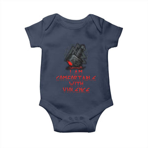 Viking Baby Onesie I Am Comfortable With Violence TS09 Navy Print Your Wear