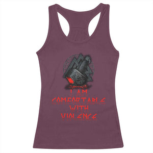 Viking Racerback Tank Top I Am Comfortable With Violence TS09 Maroon Print Your Wear