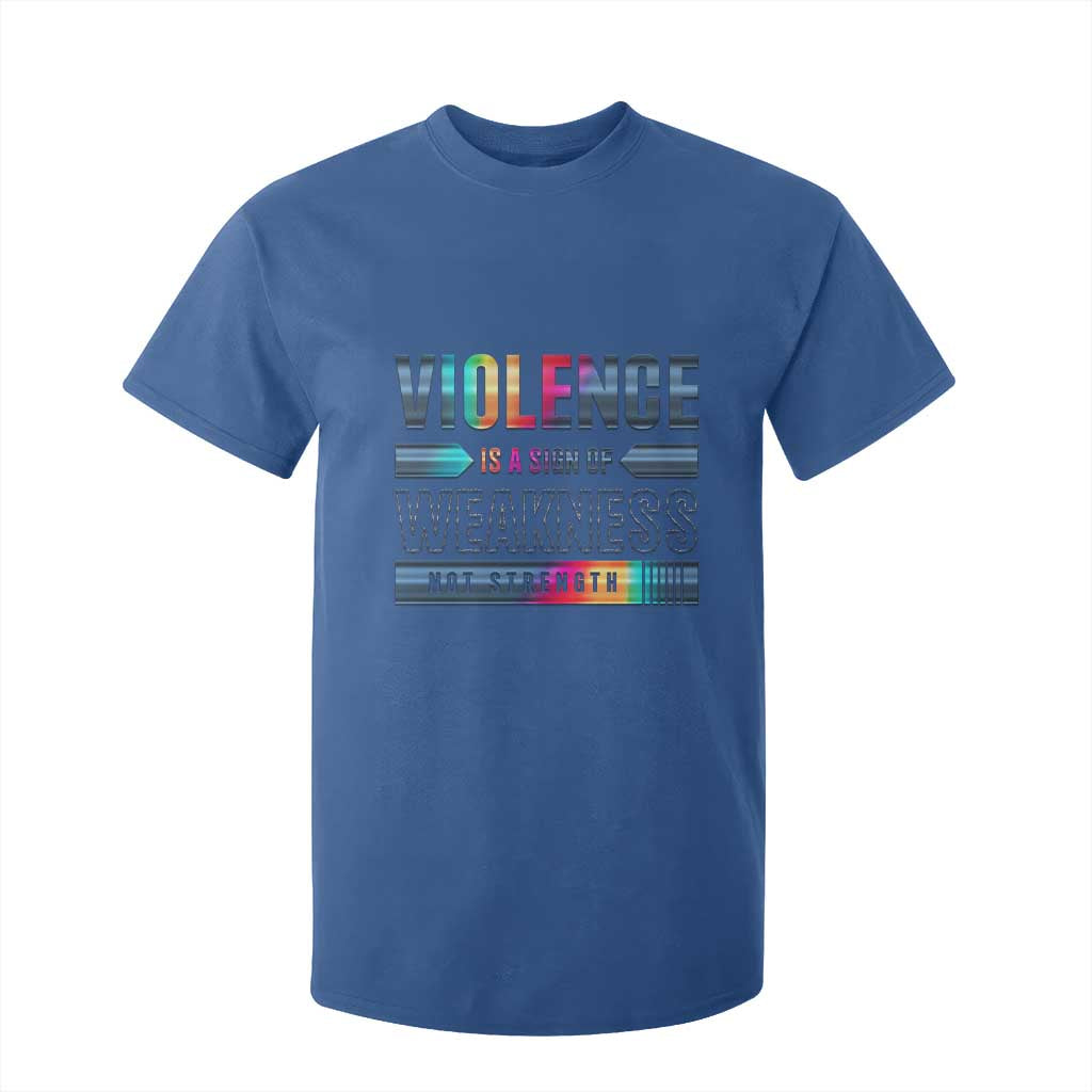 Violence Is A Sign Of Weakness T Shirt For Kid TS09 Royal Blue Print Your Wear