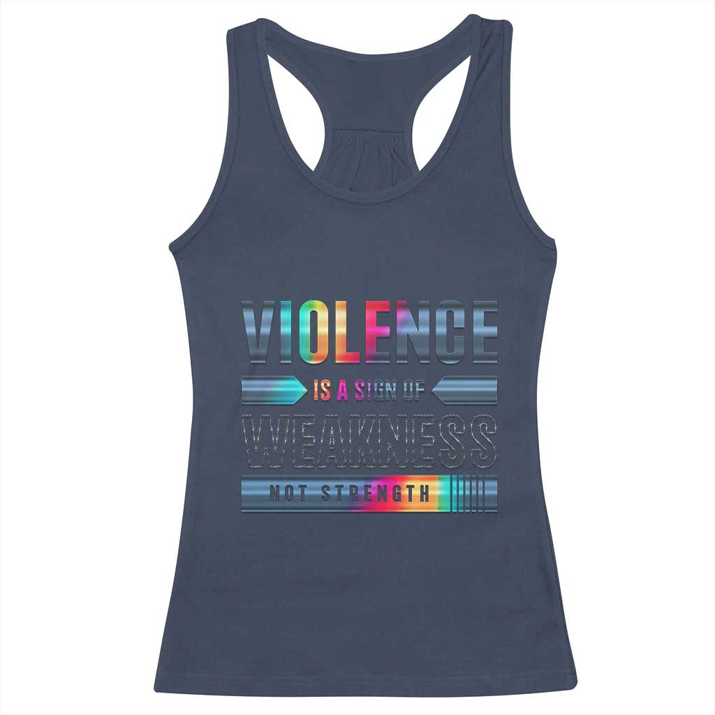 Violence Is A Sign Of Weakness Racerback Tank Top TS09 Navy Print Your Wear
