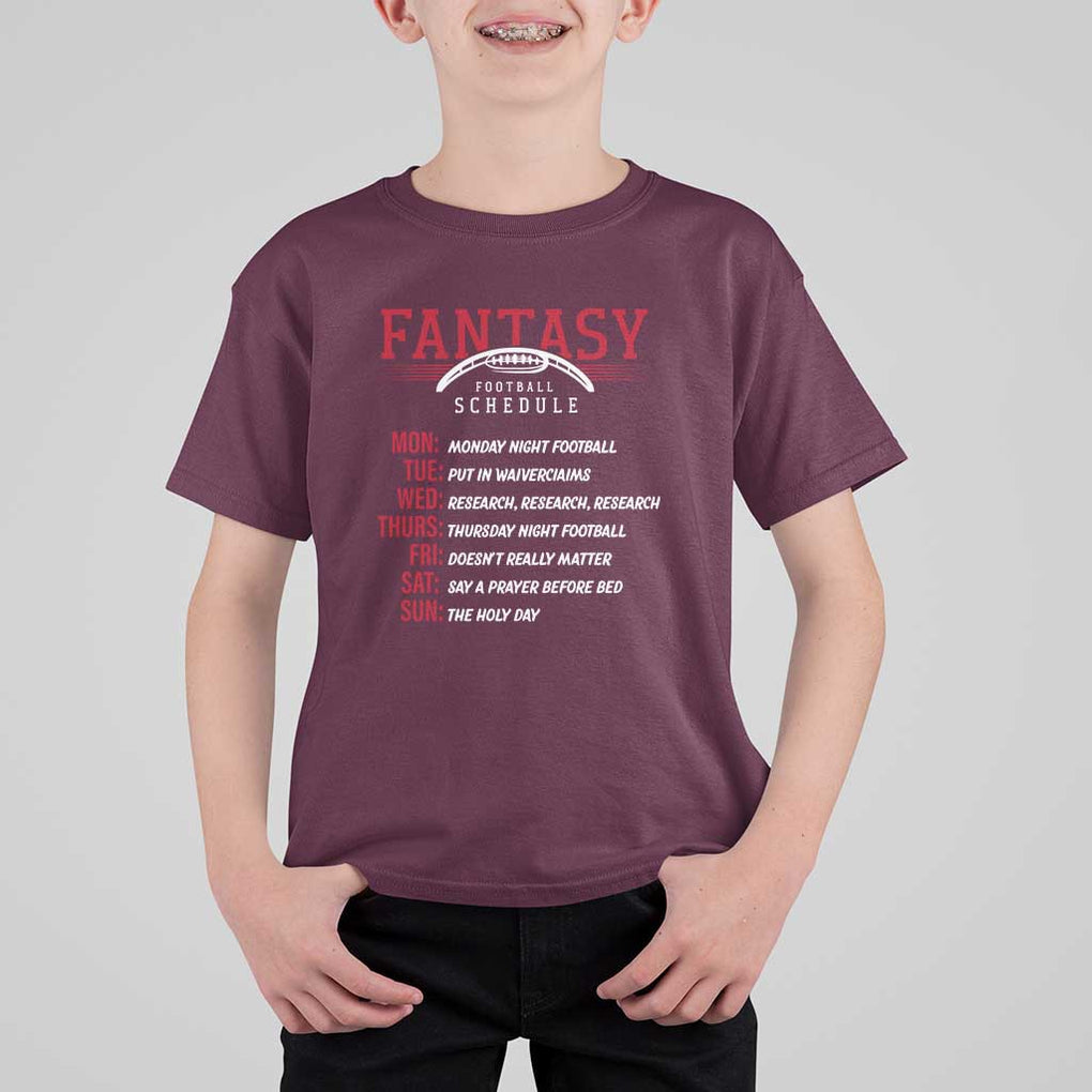 Funny Fantasy Football Schedule T Shirt For Kid TS09 Maroon Print Your Wear
