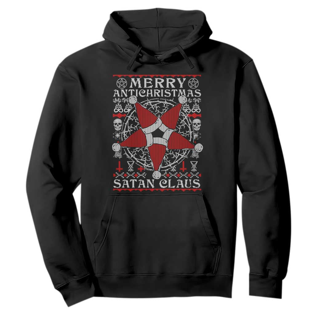 Anti Christmas Hoodie Merry Antichristmas Noel Hat Pentagram TS09 Black Print Your Wear