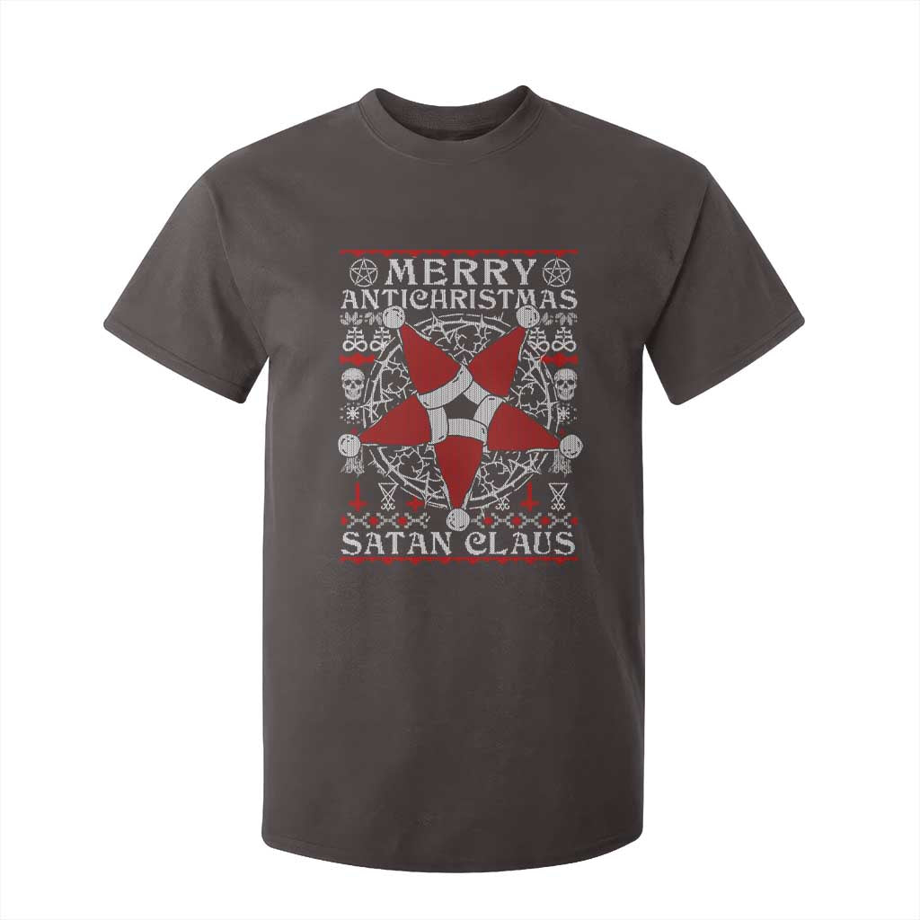 Anti Christmas T Shirt For Kid Merry Antichristmas Noel Hat Pentagram TS09 Dark Chocolate Print Your Wear