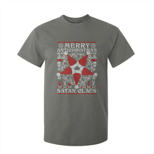 Anti Christmas T Shirt For Kid Merry Antichristmas Noel Hat Pentagram TS09 Military Green Print Your Wear