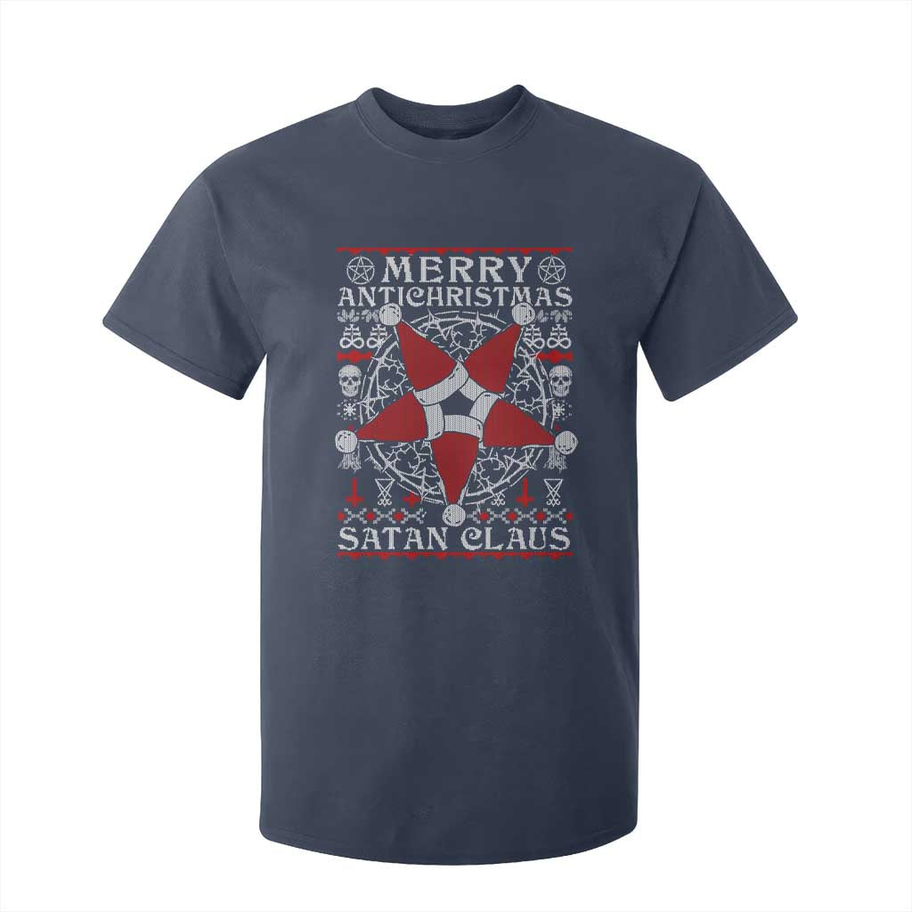 Anti Christmas T Shirt For Kid Merry Antichristmas Noel Hat Pentagram TS09 Navy Print Your Wear