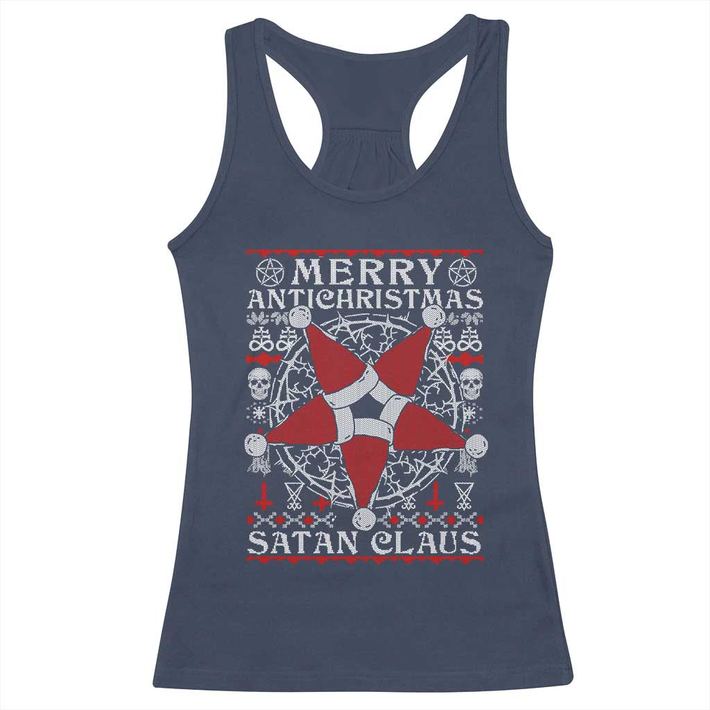 Anti Christmas Racerback Tank Top Merry Antichristmas Noel Hat Pentagram TS09 Navy Print Your Wear