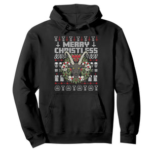 Anti Christmas Hoodie Merry Christless Satan Baphomet Wreath TS09 Black Print Your Wear