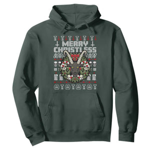 Anti Christmas Hoodie Merry Christless Satan Baphomet Wreath TS09 Dark Forest Green Print Your Wear