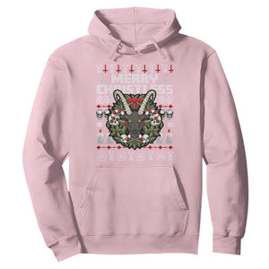 Anti Christmas Hoodie Merry Christless Satan Baphomet Wreath TS09 Light Pink Print Your Wear