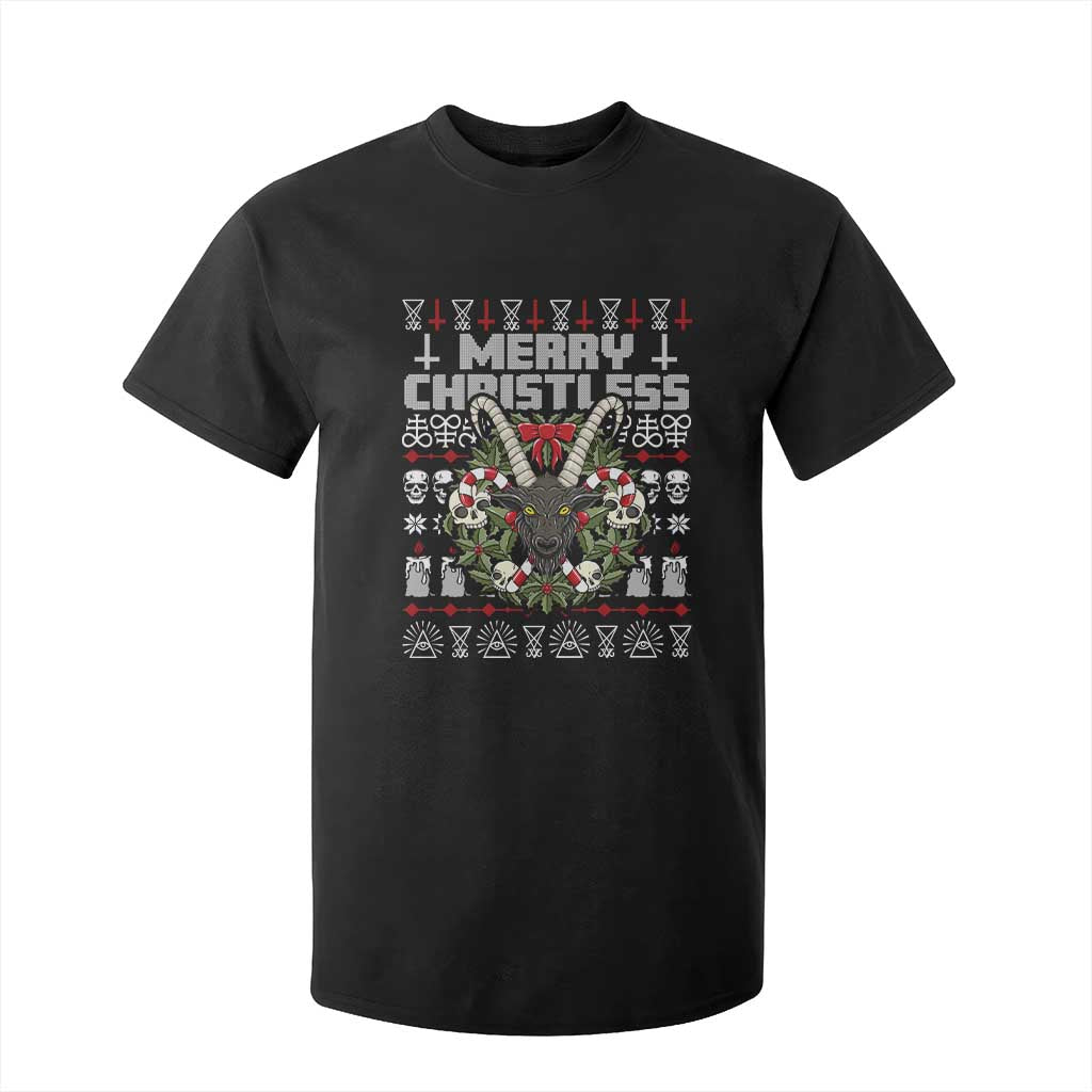 Anti Christmas T Shirt For Kid Merry Christless Satan Baphomet Wreath TS09 Black Print Your Wear