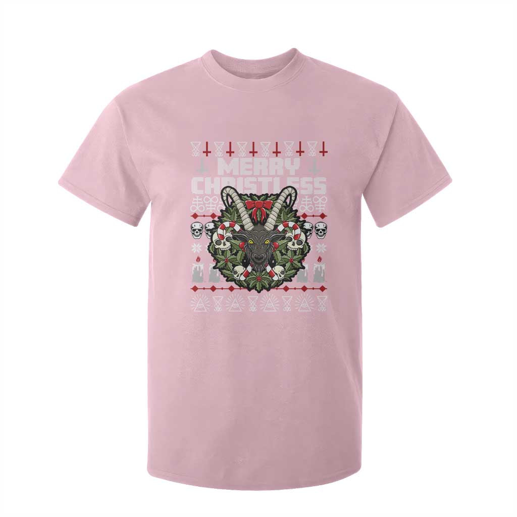 Anti Christmas T Shirt For Kid Merry Christless Satan Baphomet Wreath TS09 Light Pink Print Your Wear