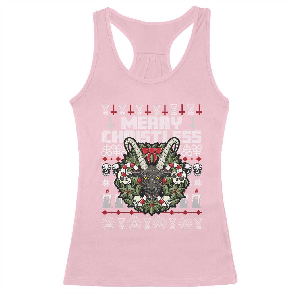 Anti Christmas Racerback Tank Top Merry Christless Satan Baphomet Wreath TS09 Light Pink Print Your Wear