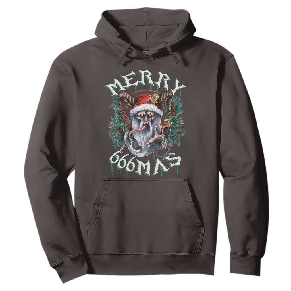 Anti Christmas Hoodie Merry 666Mas Satan Creepy Christmas TS09 Dark Chocolate Print Your Wear