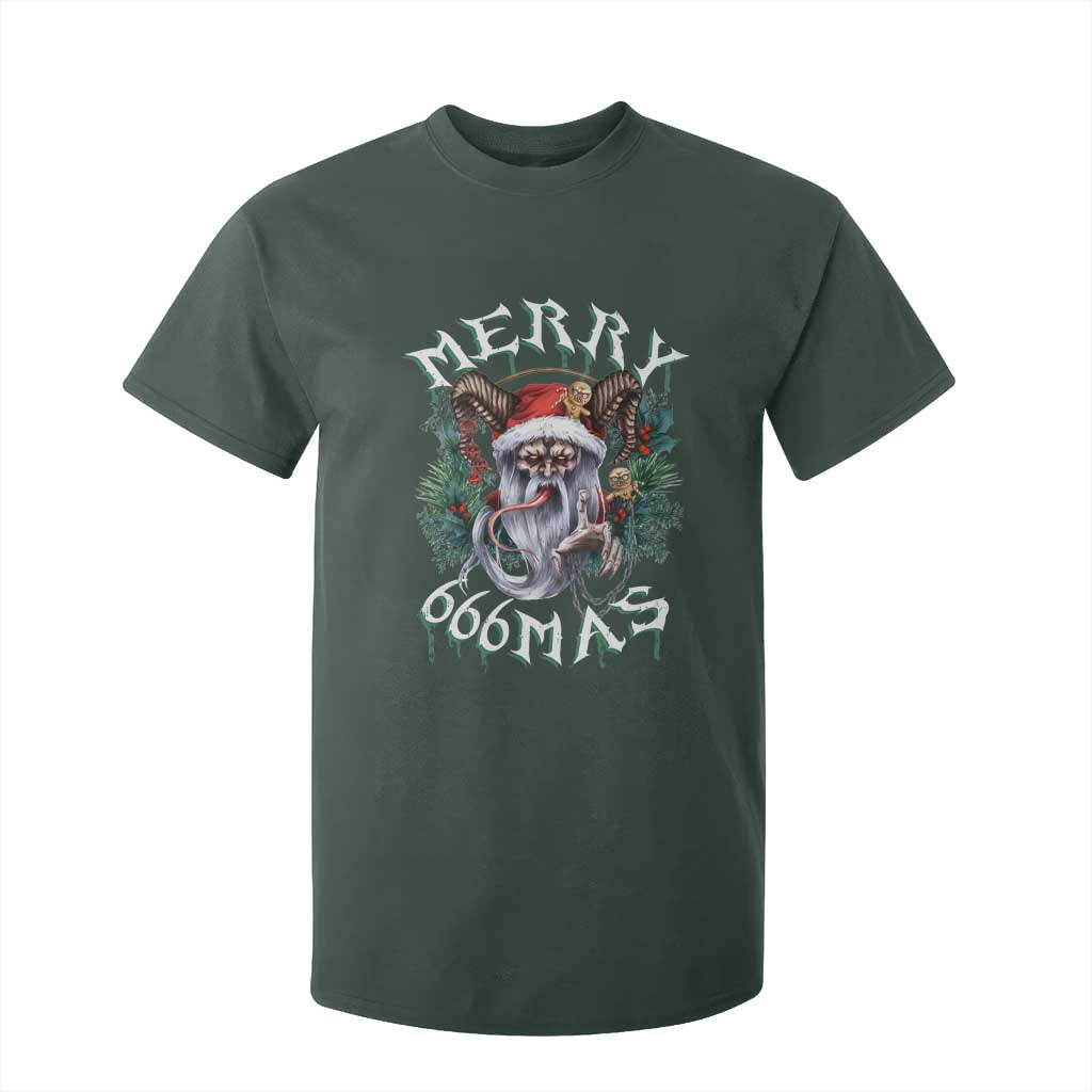 Anti Christmas T Shirt For Kid Merry 666Mas Satan Creepy Christmas TS09 Dark Forest Green Print Your Wear