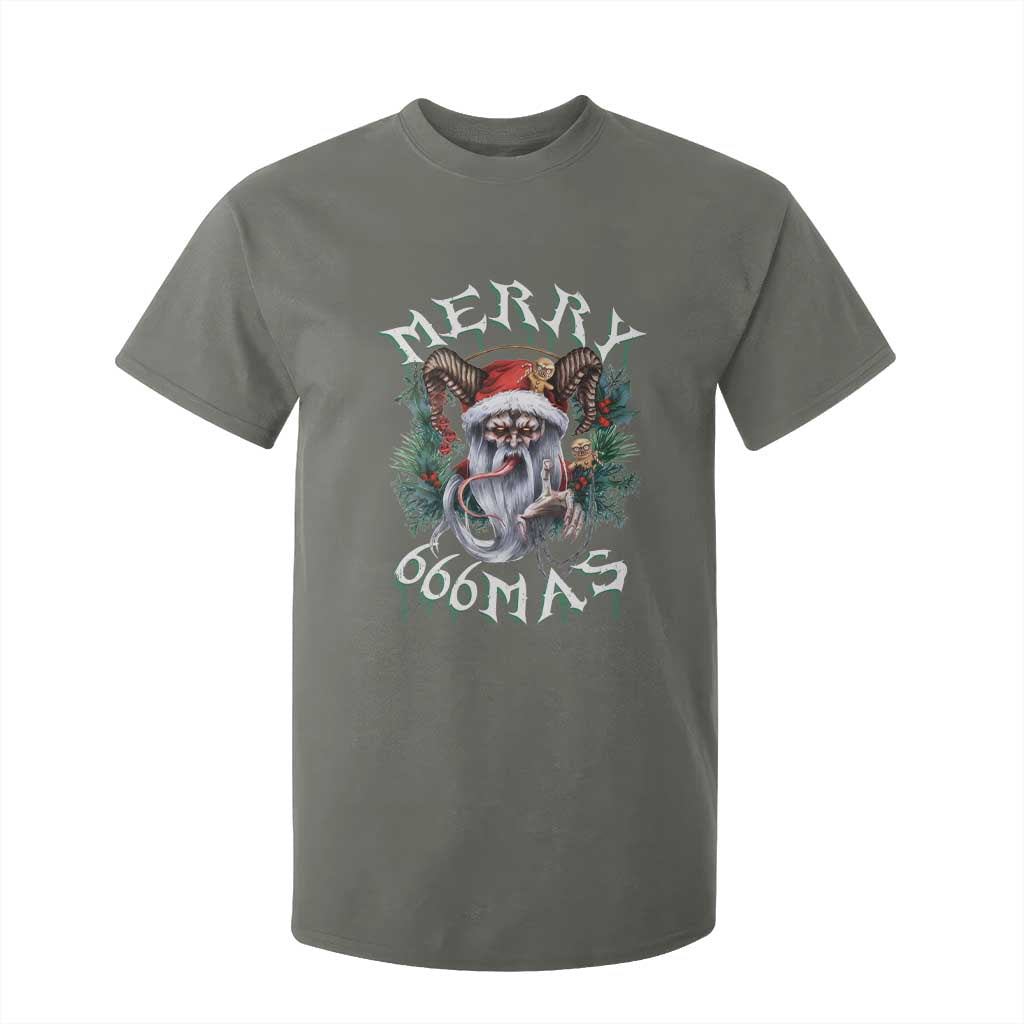 Anti Christmas T Shirt For Kid Merry 666Mas Satan Creepy Christmas TS09 Military Green Print Your Wear