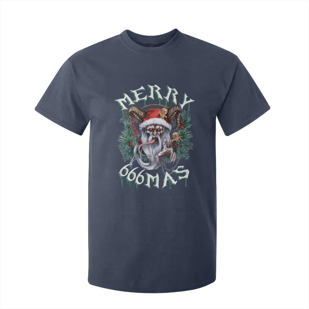 Anti Christmas T Shirt For Kid Merry 666Mas Satan Creepy Christmas TS09 Navy Print Your Wear
