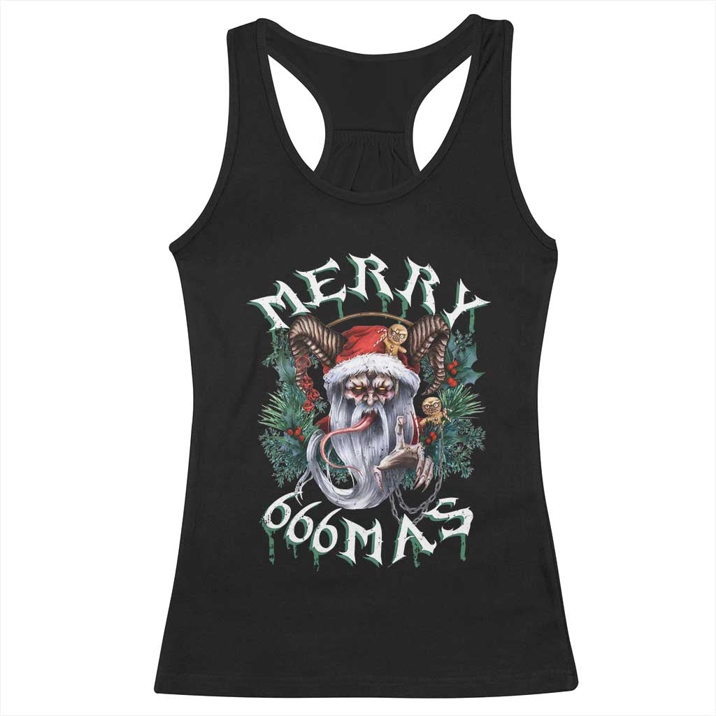 Anti Christmas Racerback Tank Top Merry 666Mas Satan Creepy Christmas TS09 Black Print Your Wear