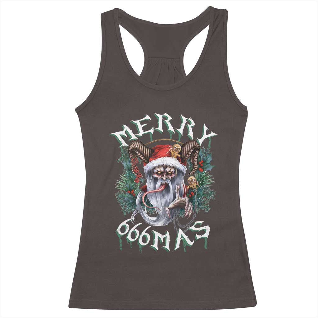 Anti Christmas Racerback Tank Top Merry 666Mas Satan Creepy Christmas TS09 Dark Chocolate Print Your Wear