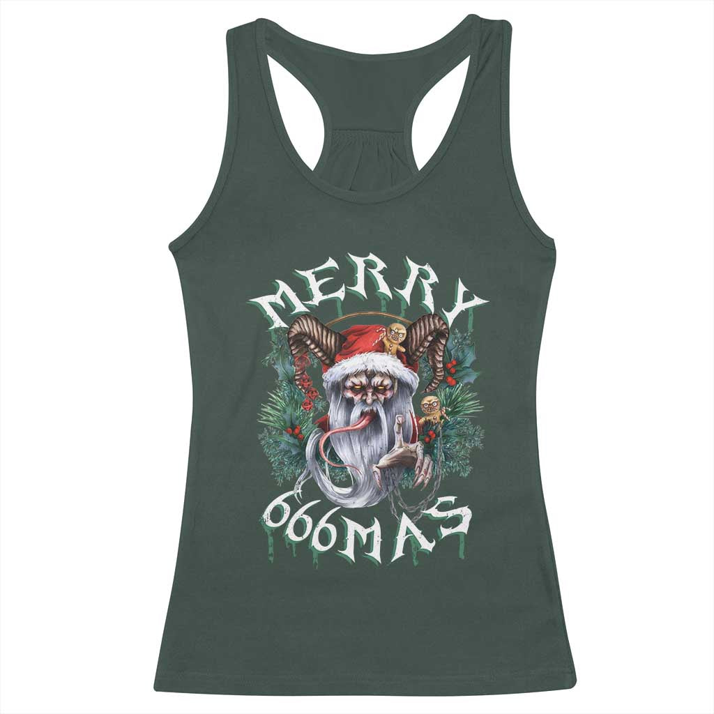 Anti Christmas Racerback Tank Top Merry 666Mas Satan Creepy Christmas TS09 Dark Forest Green Print Your Wear