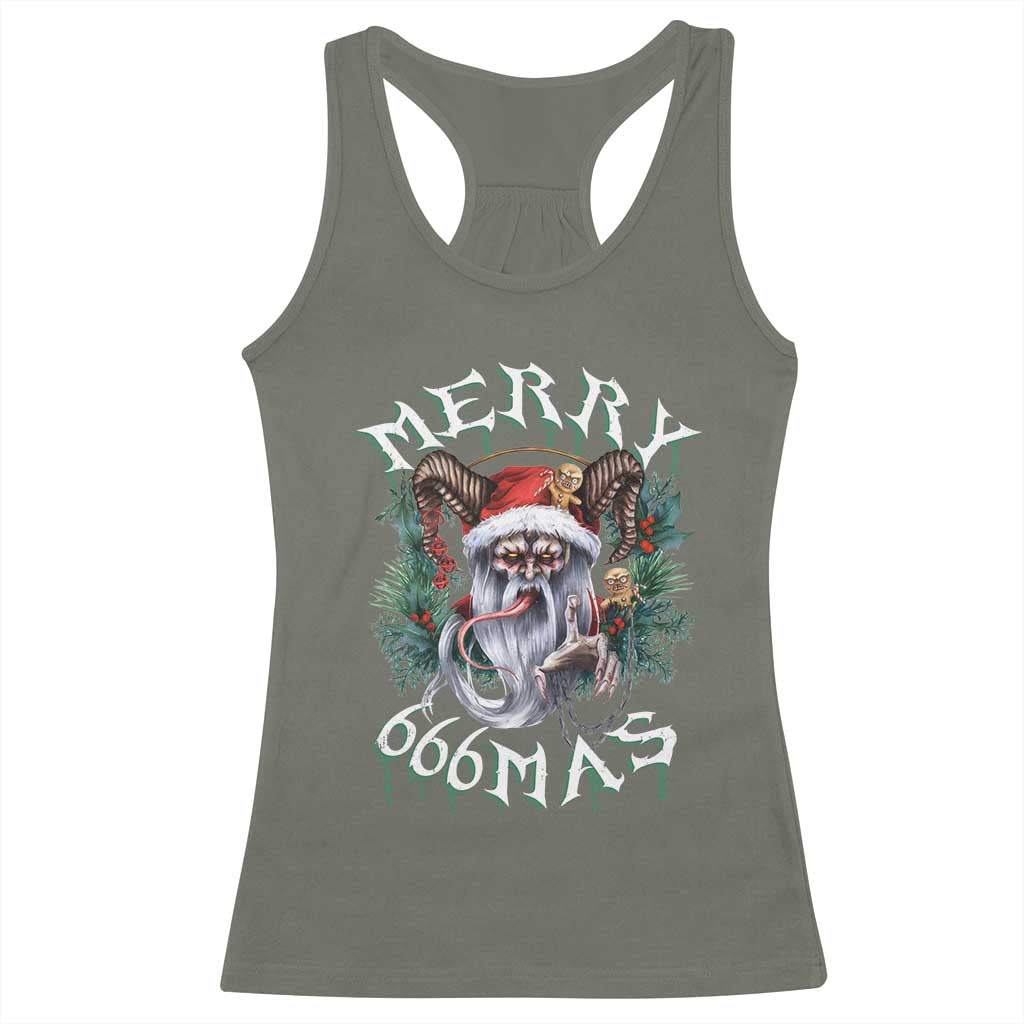 Anti Christmas Racerback Tank Top Merry 666Mas Satan Creepy Christmas TS09 Military Green Print Your Wear
