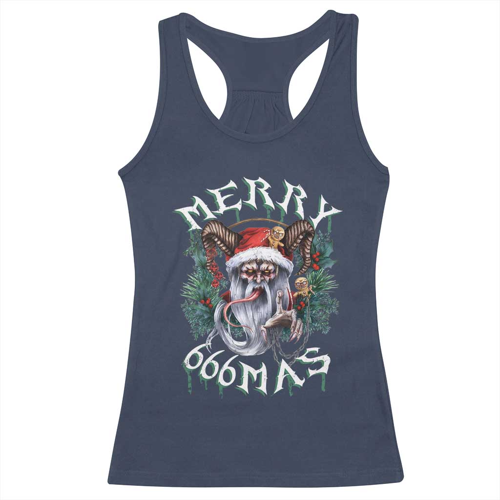 Anti Christmas Racerback Tank Top Merry 666Mas Satan Creepy Christmas TS09 Navy Print Your Wear
