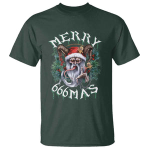 Anti Christmas T Shirt Merry 666Mas Satan Creepy Christmas TS09 Dark Forest Green Print Your Wear