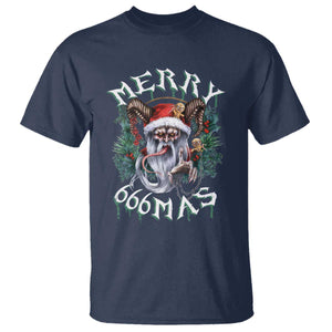 Anti Christmas T Shirt Merry 666Mas Satan Creepy Christmas TS09 Navy Print Your Wear