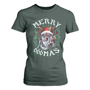 Anti Christmas T Shirt For Women Merry 666Mas Satan Creepy Christmas TS09 Dark Forest Green Print Your Wear