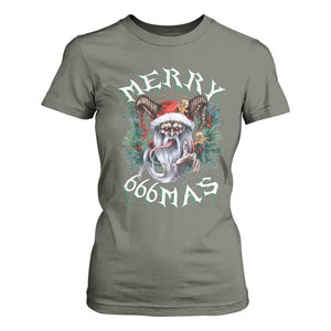 Anti Christmas T Shirt For Women Merry 666Mas Satan Creepy Christmas TS09 Military Green Print Your Wear