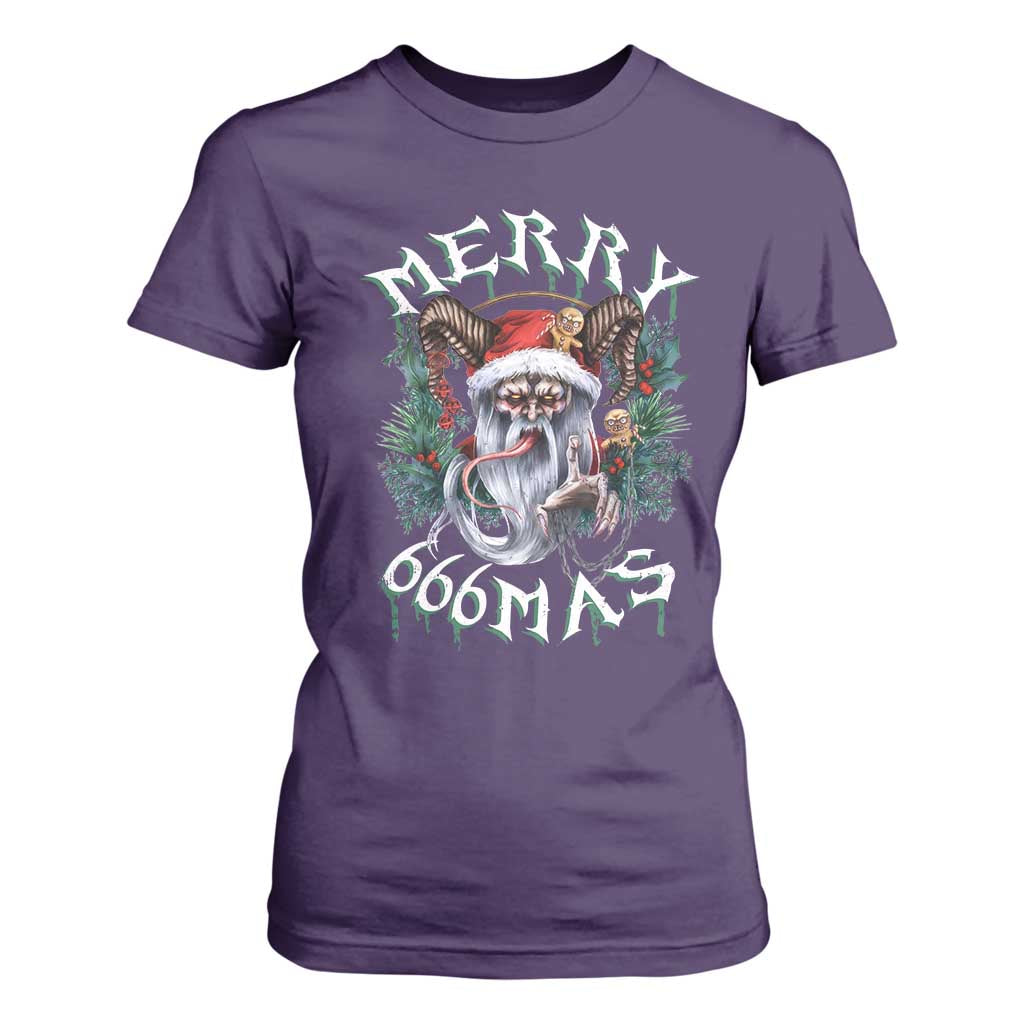 Anti Christmas T Shirt For Women Merry 666Mas Satan Creepy Christmas TS09 Purple Print Your Wear