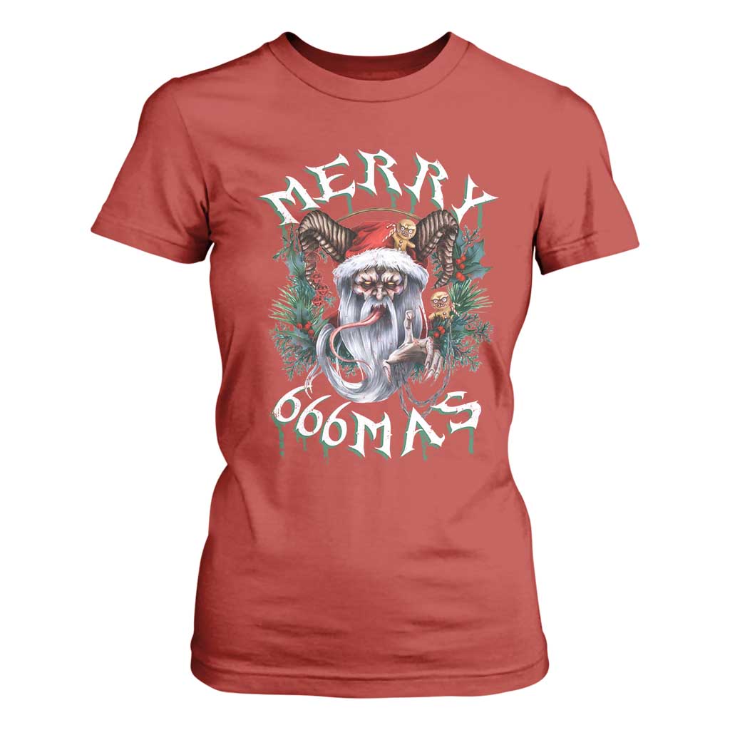 Anti Christmas T Shirt For Women Merry 666Mas Satan Creepy Christmas TS09 Red Print Your Wear