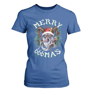 Anti Christmas T Shirt For Women Merry 666Mas Satan Creepy Christmas TS09 Royal Blue Print Your Wear
