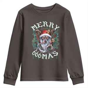 Anti Christmas Youth Sweatshirt Merry 666Mas Satan Creepy Christmas TS09 Dark Chocolate Print Your Wear