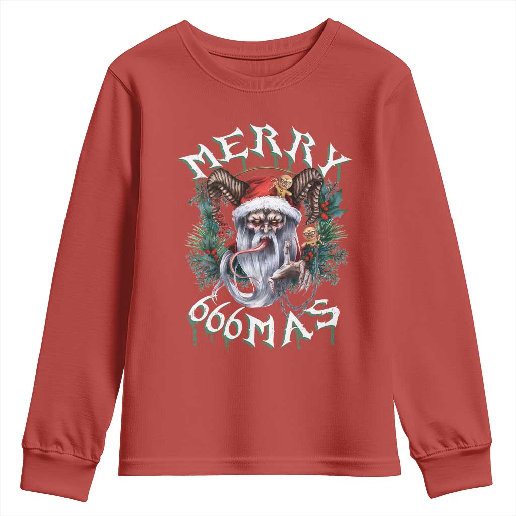 Anti Christmas Youth Sweatshirt Merry 666Mas Satan Creepy Christmas TS09 Red Print Your Wear