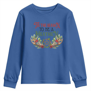 Pagan Christmas Youth Sweatshirt Tis The Season To Be A Heathen Yule TS09 Royal Blue Print Your Wear