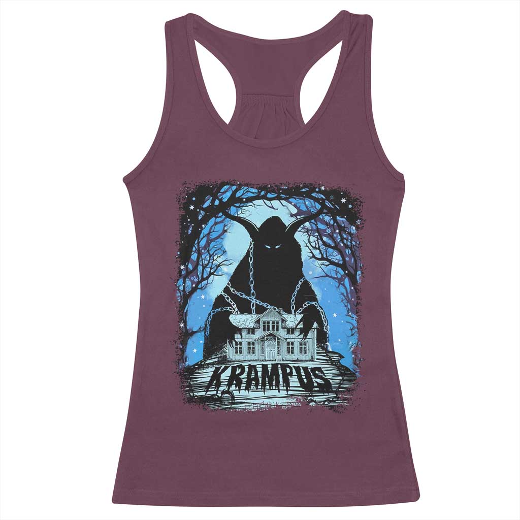 Dark Gothic Christmas Krampus Racerback Tank Top TS09 Maroon Print Your Wear