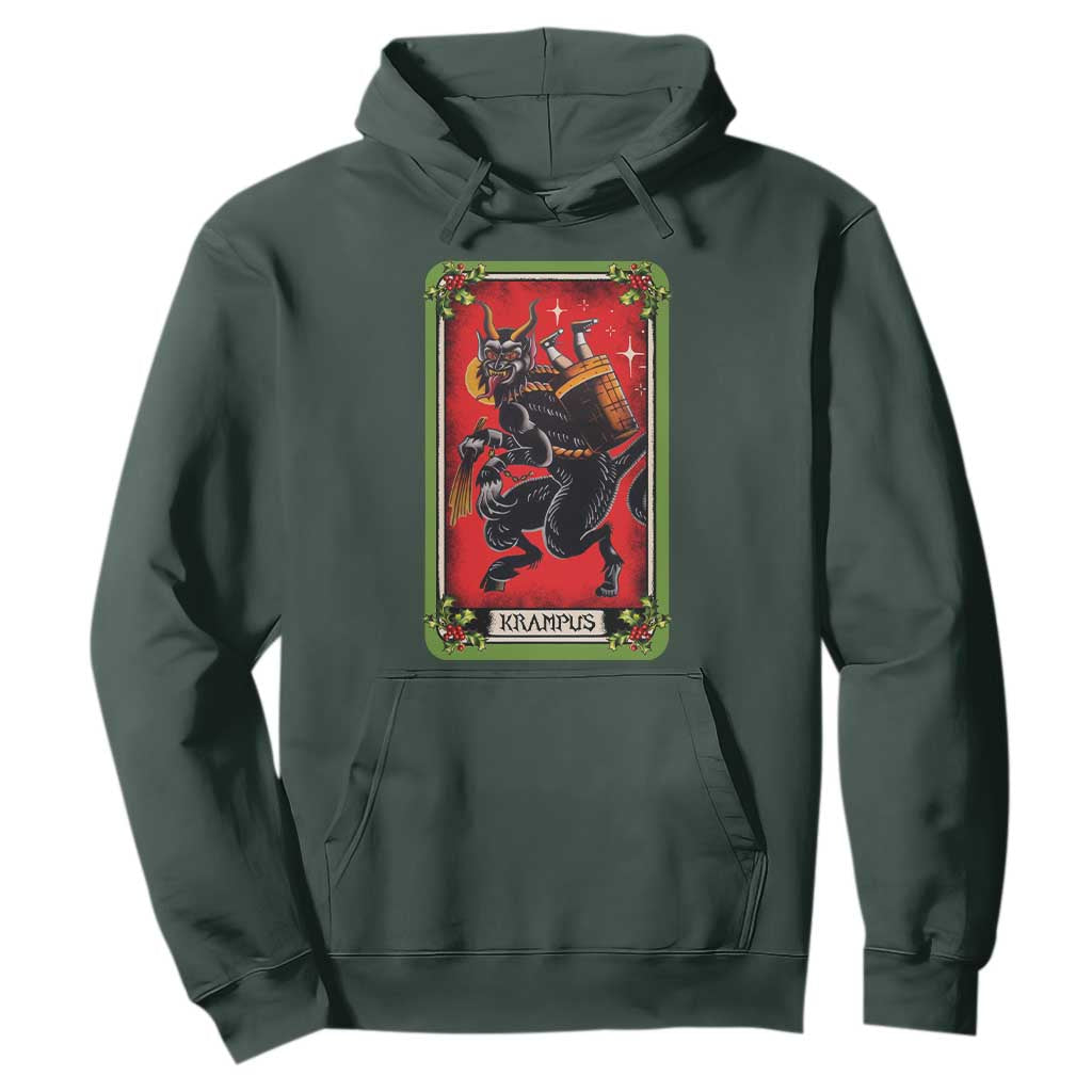 Christmas Krampus Hoodie American Traditional Tarot Card TS09 Dark Forest Green Print Your Wear