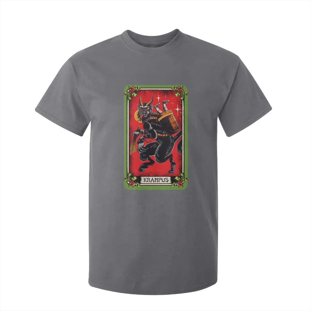 Christmas Krampus T Shirt For Kid American Traditional Tarot Card TS09 Charcoal Print Your Wear