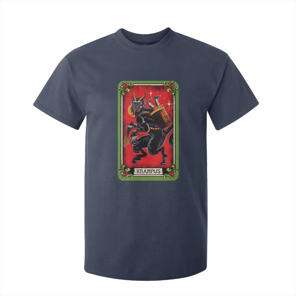 Christmas Krampus T Shirt For Kid American Traditional Tarot Card TS09 Navy Print Your Wear
