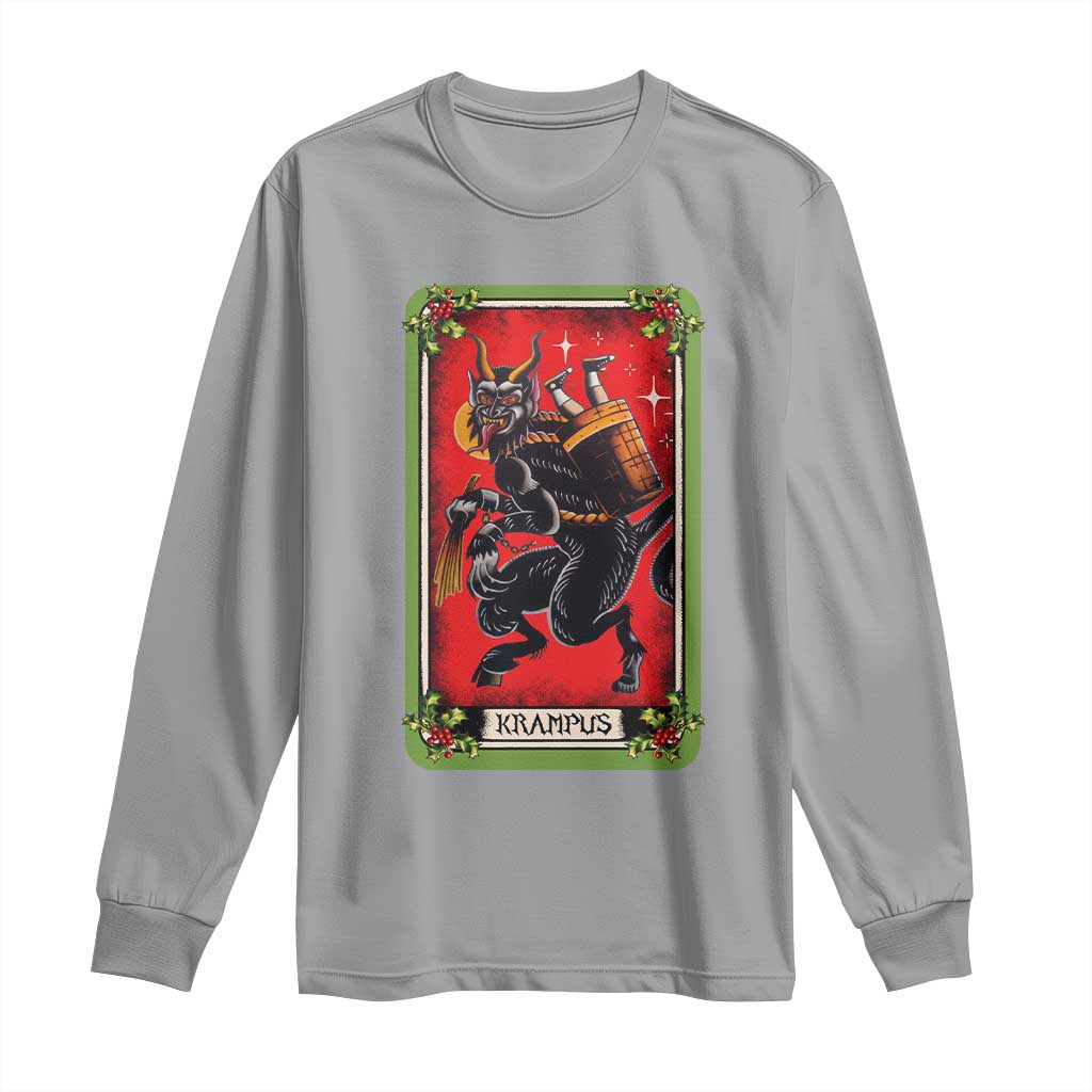 Christmas Krampus Long Sleeve Shirt American Traditional Tarot Card TS09 Sport Gray Print Your Wear