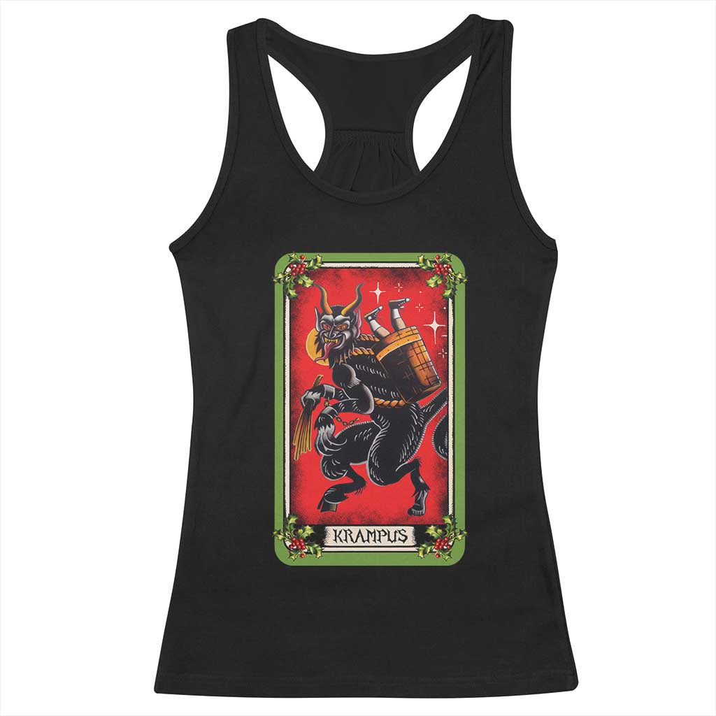 Christmas Krampus Racerback Tank Top American Traditional Tarot Card TS09 Black Print Your Wear