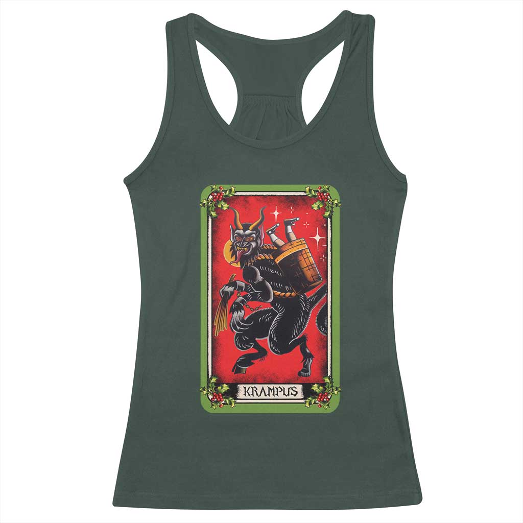 Christmas Krampus Racerback Tank Top American Traditional Tarot Card TS09 Dark Forest Green Print Your Wear