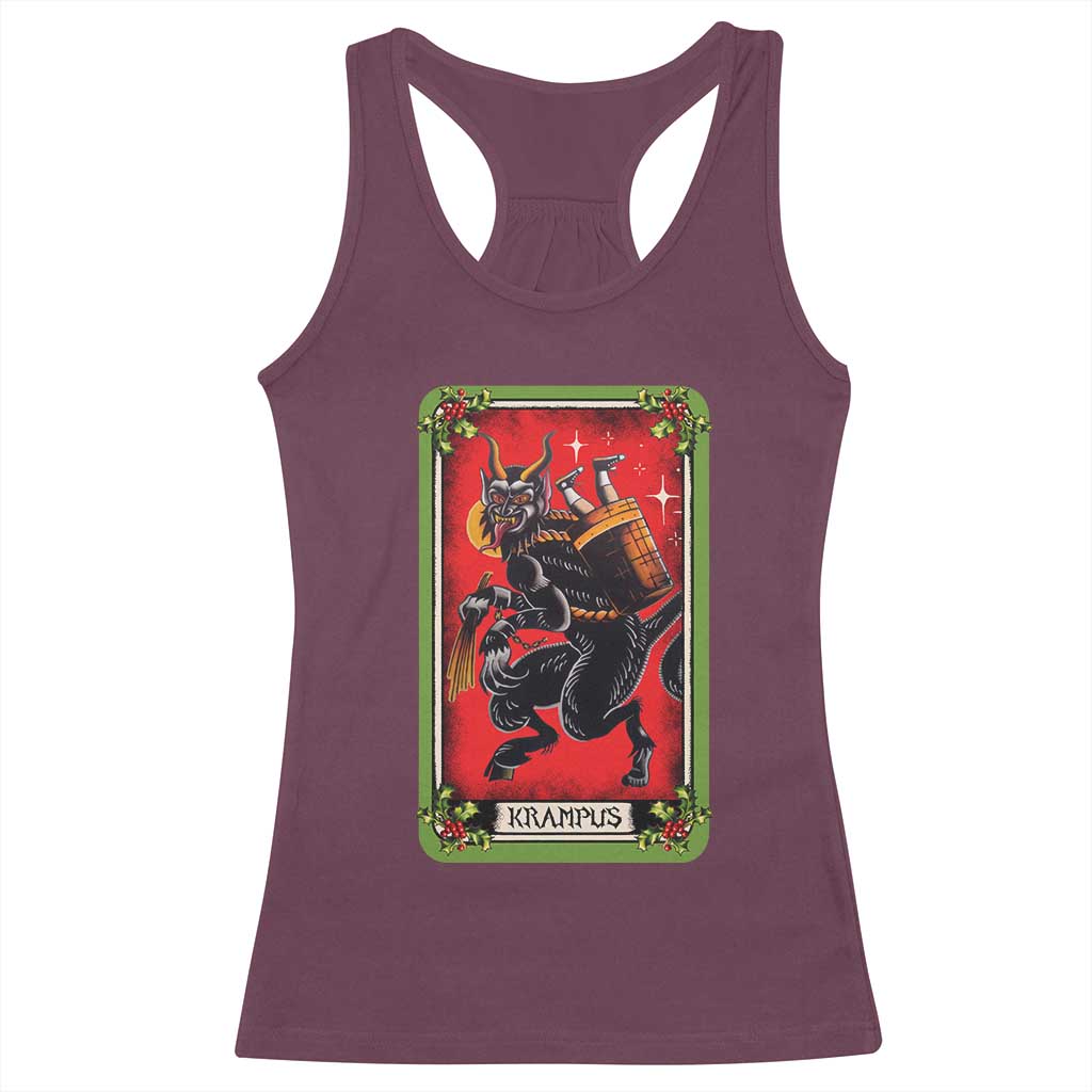 Christmas Krampus Racerback Tank Top American Traditional Tarot Card TS09 Maroon Print Your Wear