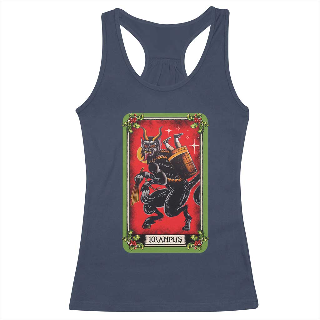 Christmas Krampus Racerback Tank Top American Traditional Tarot Card TS09 Navy Print Your Wear