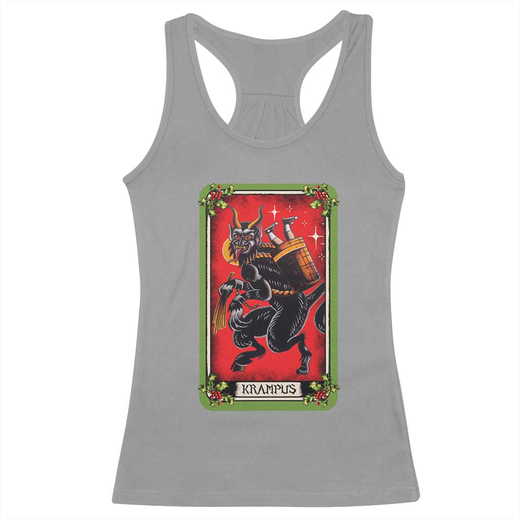 Christmas Krampus Racerback Tank Top American Traditional Tarot Card TS09 Sport Gray Print Your Wear